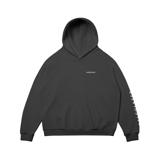 oversized black heavyweight hoodie 380gsm front